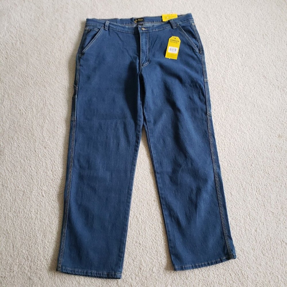 Stanley Mens Size 34x30 (37x31) Workwear Blue 5 Pocket Classic Denim Jeans NWT